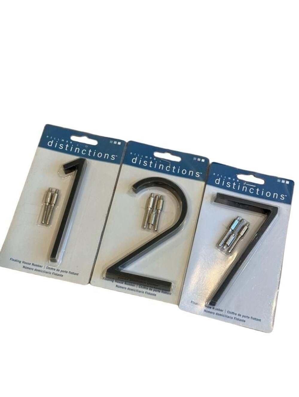 Hillman Distinctions 5-Inch Black Floating House Numbers Set of 3 (1, 2, 7)